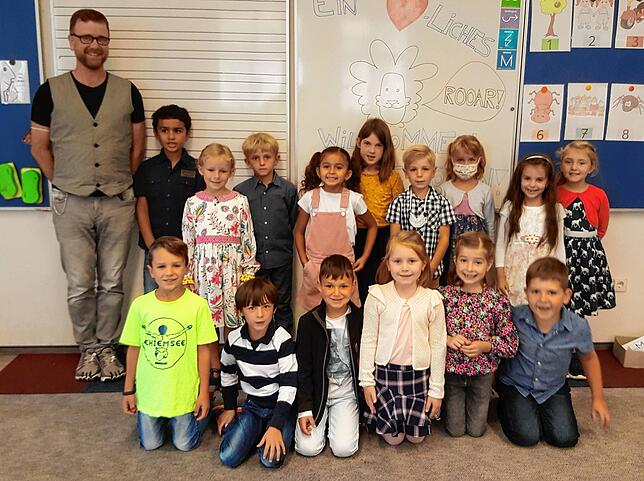 Erstklässler der Löwen-Klasse der Grundschule Bräunlingen mit Klassenlehrer Frank Reinhard.