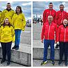 Mitglieder des Fördervereins Special Olympics Hochrhein in Berlin. Obere Reihe (rechtes Bild): Andreas Cafararo, David Pancke, Sophie ...