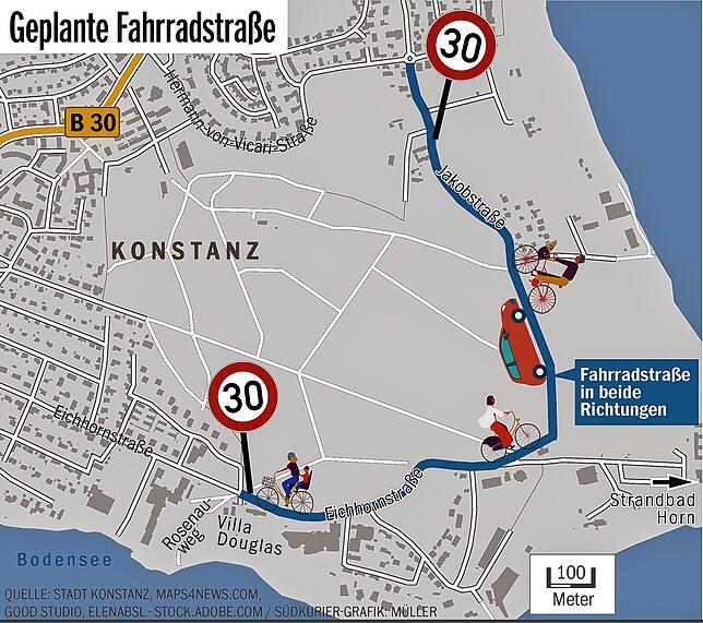 Bild 2: Stopp am Bahnübergang! Hier wird die Radstraße nach den Ferien für Autos dicht gemacht