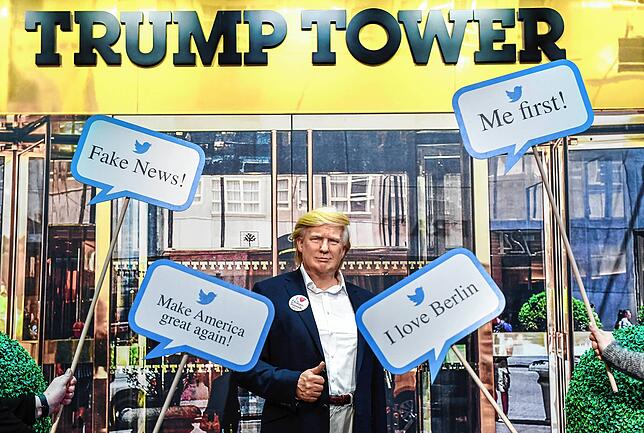 Donald Trump als Wachsfigur im Berliner Madame Tussauds: Twitter-Kommentare sind des Präsidenten liebste Kommunikationsform.