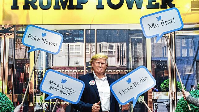 Donald Trump als Wachsfigur im Berliner Madame Tussauds: Twitter-Kommentare sind des Präsidenten liebste Kommunikationsform.