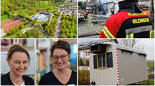 Vier Einrichtungen im Hegau, die eng mit dem Ehrenamt verbunden sind (von links oben im Uhrzeigersinn): Das Höhenfreibad Gottmadingen, ...
