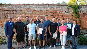 Unser Bild zeigt von links Bürgermeister Joachim Grüner, Boris Wenzel, Bernd Siebert, Stefan Rumpel, Bernhard Specker, Manuel Rumpel, ...