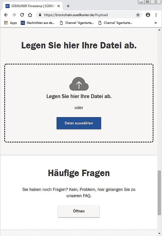 Bild 2: Der SÜDKURIER geht in die Blockchain: So leicht nutzen Sie die Vorteile unseres neuen Zeitstempels