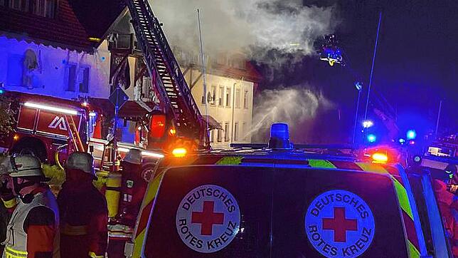 Auch viele Kräfte des DRK waren beim Brand in Rickenbach im Einsatz.