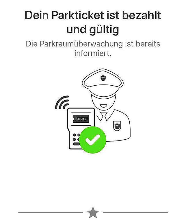 Bestätigung für den Autofahrer auf dem Smartphone.