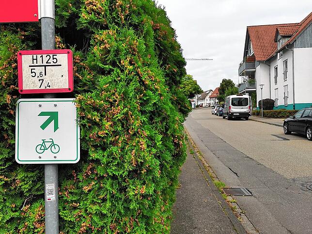 Mit kleinen grün-weißen Hinweistafeln werden die Radfahrer bislang über die Herdstraße geleitet.