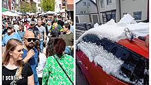 Krasser Wetterwechsel: Während viele Menschen am Sonntag, 14. April, noch im T-Shirt in der Villinger Fußgängerzone Sonne und ...