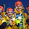 Junioren-Weltmeister: Fabian Kaskel (Zweiter von rechts) aus Bad Säckingen triumphierte bei der Biathlon-WM in Östersund (Schweden) mit ...