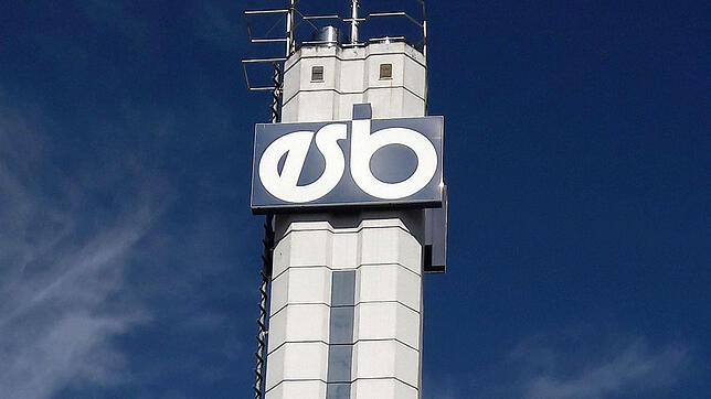 Wahrzeichen der Energieversorgung Südbaar mit Sitz in Blumberg ist der Turm mit dem Logo.