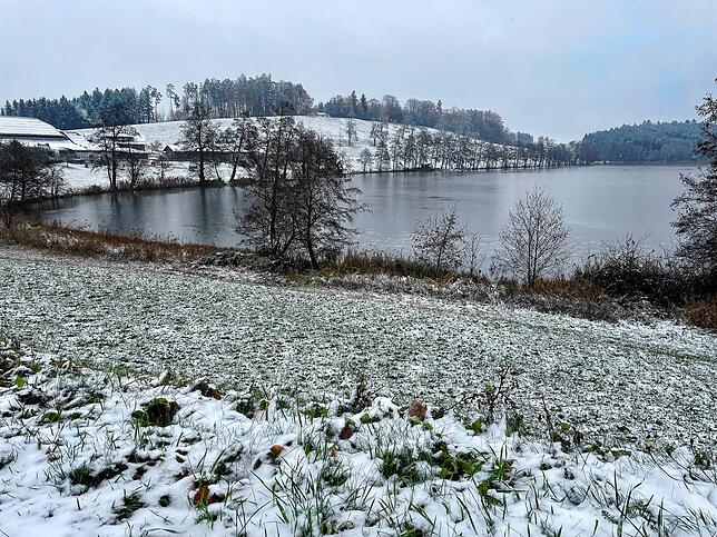 Ein Hauch von Schnee auch im Kressbronner Hinterland.