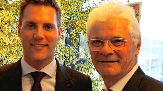 Die Gastgeber des CDU-Bürgerempfangs: Fraktionsvorsitzender Manuel Hagel (links) und der heimische Abgeordnete Klaus Burger.
