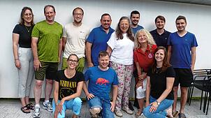 Das Orga-Team Dorffest Mauchen (v. l): Janine Kaiser, Martin Birsner, Jan Güntert, Sonja Geng, Roland Geng, Frank Hotz, Ruth de St. Jon, ...
