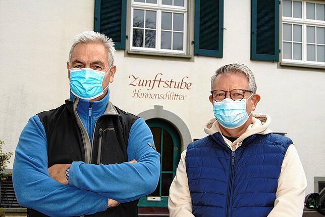 Wolfgang Haas und Rüdiger Dube von den Hennenschlittern macht die abgesagte Fasnet traurig: Aus der Freude in der Gemeinschaft schöpfen ...