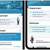 So sieht die Benutzeroberfläche der Schweizer Corona-Tracing-App aus: Links mit und rechts ohne Warn-Meldung vor einer möglichen Ansteckung.