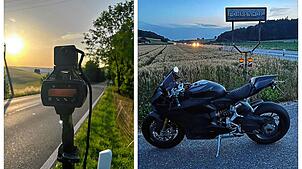 Die Schaffhauser Polizei postiert das Lasermessgerät an der H13 im Klettgau und erwischt ein Motorrad, das mit fast 100 Sachen zu ...