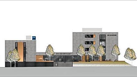 So soll der IHK-Neubau im Zentralbereich von der Südseite her aussehen.