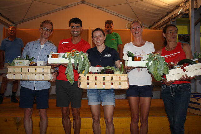Die Linzgau-Lauf-Cup-Sieger: Von links Michael Kovermann, Denis Fatino, Elisabeth Mayer, Melanie Meyer und Katja Gallasch. Im ...