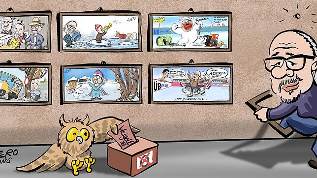 Nach seiner Abwahl verschwindet Reinhard A. Weigelt quasi in seiner eigenen, seiner letzten (?) Karikatur.