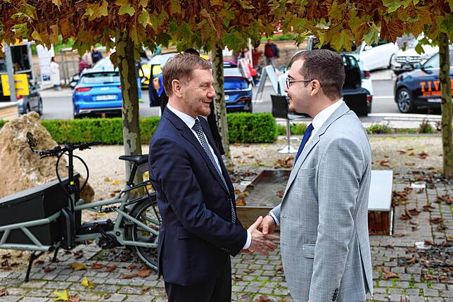 Verstanden sich von Anhieb an: Ministerpräsident Michael Kretschmer (CDU und Bürgermeister Selcuk Gök.