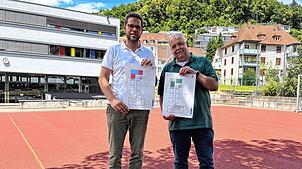 Patric Siemens, Schuleiter der Christlichen Schule Hochrhein und Karl-Heinz Rudishauser, Geschäftsführer der Freien Evangelischen ...