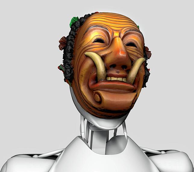 Museumsguide mit Federhannes-Maske: Das Fasnachtsmuseum Schloss Langenstein entwickelt ein intelligentes Guidesystem.