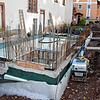 Das Fundament für den später verglasten Anbau an das Gebäude.