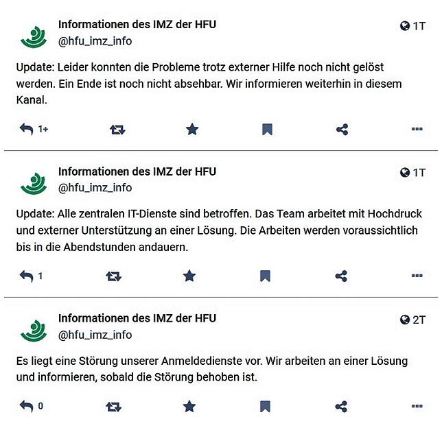 Das Informations- und Medienzentrum der Hochschule Furtwangen informierte am Montag, 18. September erstmals über die Störungen. Seitdem ...