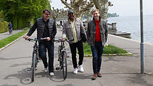 Unterwegs: Redakteur Andreas Schuler, Mohamed Badawi und Moritz Janas (von links).
