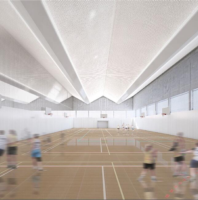 Im Inneren setzen die Architekten auf Metall und Beton.