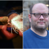 Links: Eine Person zündet einen Böller. Rechts: Matthias Schopf, Unternehmenssprecher der Edeka Sulger Einkaufsmärkte.