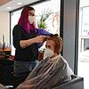 Nach monatelanger Schließung darf sie endlich wieder arbeiten: Mandy Harms, Inhaberin des Friseursalons Hairs and more in Stockach, ...