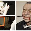 Mit Pinsel, Farbe und Kunstblut verwandelt die Hobby-Maskenbilderin Aline Meusel aus Waldshut Alb-Bote-Redaktionsleiter Roland Gerard in ...