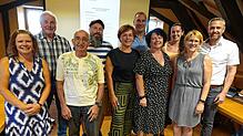 Die geehrten Blutspender (von links): Sina Heisig, Herbert Eckert, Ernst Schindler, Markus Strittmatter, Andrea Schrieder, Dietmar ...