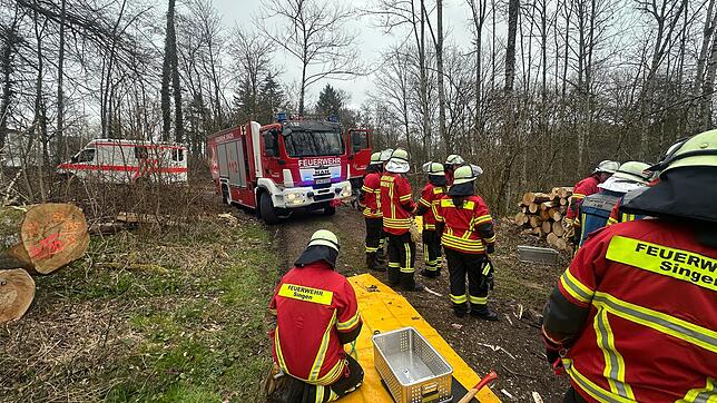 Feuerwehr, Rettungsdienst und Notarzt mussten den Mann mit schwerem hydraulischem Gerät und einem Luftkissen retten.
