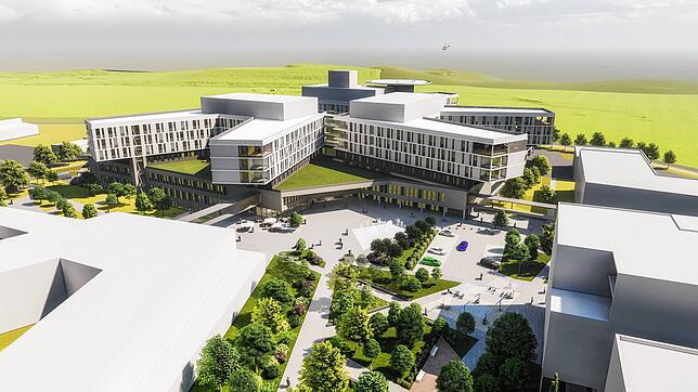 Das Modell des Zentralklinikums Lörrach – es ist gekennzeichnet durch die verschiedenen Gebäudeflügel.