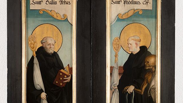 Dieses um 1535/40 geschaffene Altarbild des Meisters von Meßkirch zeigt die beiden im alemannisch-schwäbischen Sprachgebiet stark ...