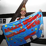 Schneckenbürgler Florian Trempa hat die diesjährige Motto-Fahne gestaltet.