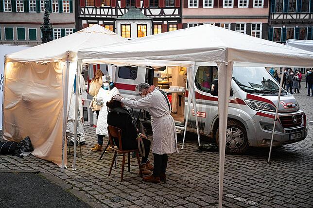 Die Station auf dem Tübinger Marktplatz.