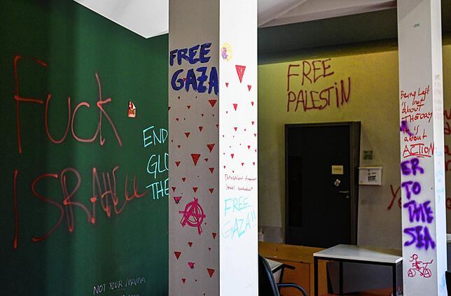 Schmierereien in der Berliner Humboldt-Universität: Deutsche Universitäten wurden zum Schauplatz antisemitischer Hetze.