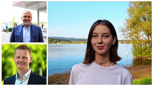 Lea Zinsmaier (rechts) wünscht sich von den OB-Kandidaten, Martin Staab (oben links) und Simon Gröger (unten), mehr Beteiligung beim ...