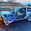 Ein total demoliertes Auto nach dem Unfall auf der Landesstraße 224 zwischen Engen-Anselfingen und Tengen-Watterdingen.