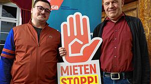 Sie fordern bezahlbaren Wohnraum am Hochrhein: Gewerkschaftssekretär Kevin Sprauer (links) und DGB-Kreisvorsitzender Bernhard Schaaf.