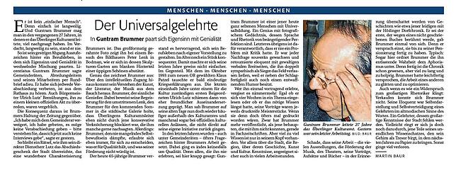 Im Alter von 65 Jahren ging Guntram Brummer 2003 in den Ruhestand – nach 27 Jahren als Überlinger Kulturamtsleiter. Diese ...