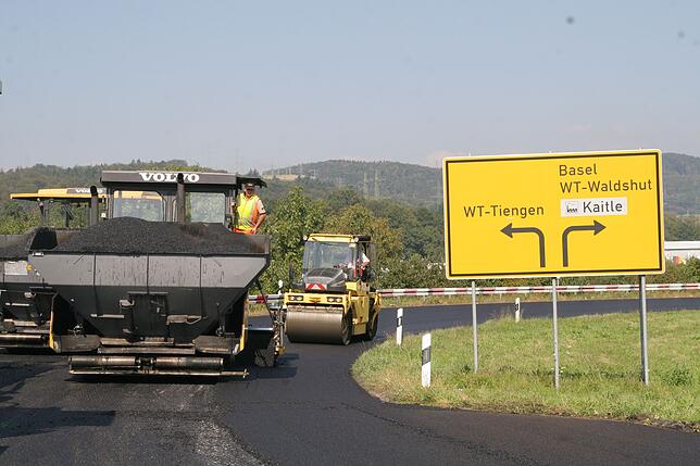 Die Abfahrt der Autobahn 98 in Tiengen-West hat inzwischen eine Einfädelspur auf die B 34.
