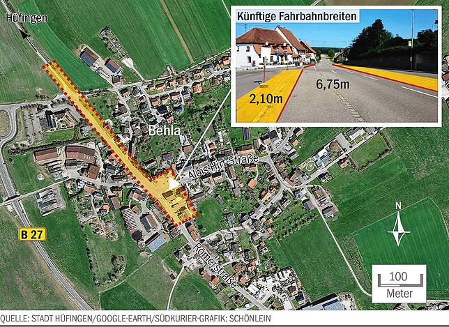 Bild 2: Alte B27: So soll die Dorfmitte von Behla umgebaut werden
