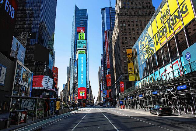 Menschenleer: Der Times Square in New York.