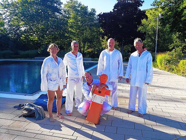 Die Rettungsschwimmer des Fördervereins Höhenfreibad Gottmadingen (von links): Birgit Schmidberger, Richard Kupprion, Carola Fahr, Jan ...