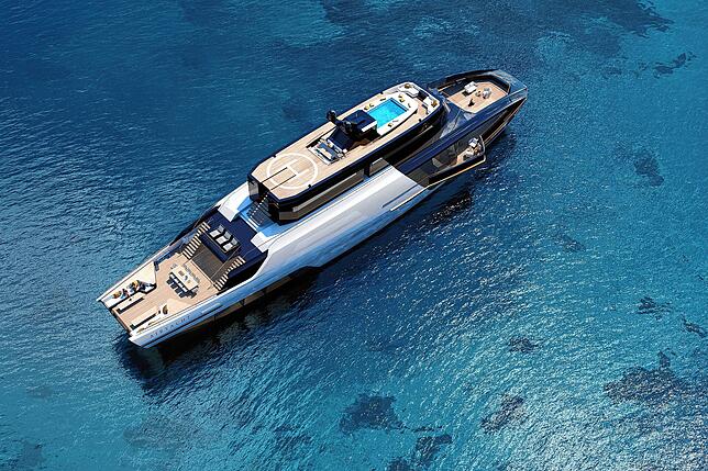 Die Gondel der AirYacht soll als 52 Meter langes Boot dienen. Das hat zwar keinen eigenständigen Antrieb, dafür gibt es einen Landeplatz ...