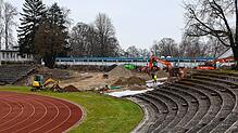 Im Bodensee-Stadion wird gebuddelt. Hier entsteht die sogenannte Q-Lösung.
